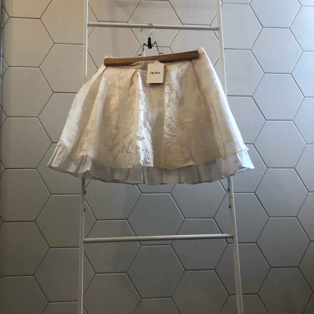 Lilly Brown Lined White Skirt